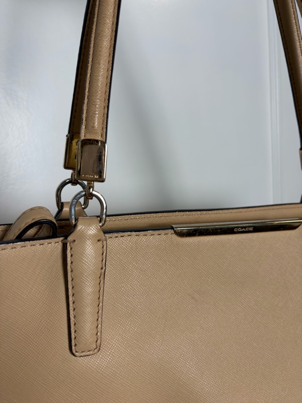 Coach Madison Tan Beige Leather Zip Top Tote Bag 29002 - Picture 13 of 16